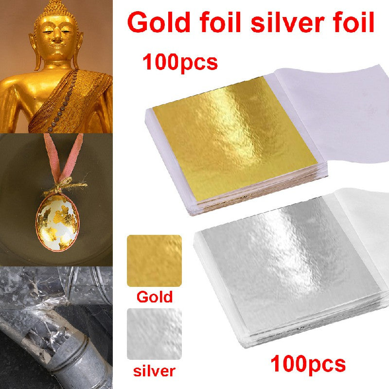 16cm*16cm 100 Sheets Silver Foil Paper Set For Painting, Decoration, Home  Improvement, Diy Gilding, Handicrafts